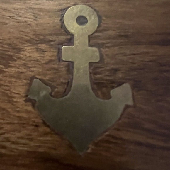 Compass in wooden folding box 2.5”x2.5”Nautical Anchor On Cover Made In India - Picture 3 of 9